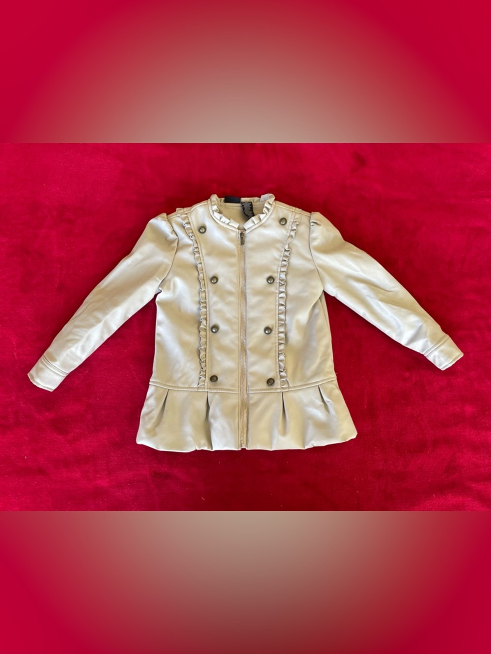 Calvin Klein Jeans Girl's Long Sleeve Full Zip Faux Leather Gray Jacket Sz: 6-7